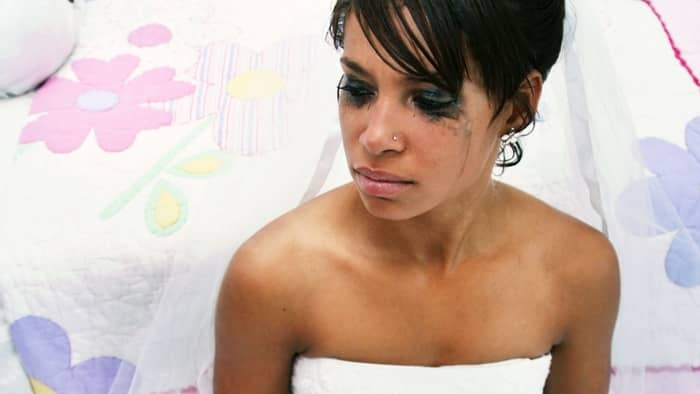  bride crying at a wedding